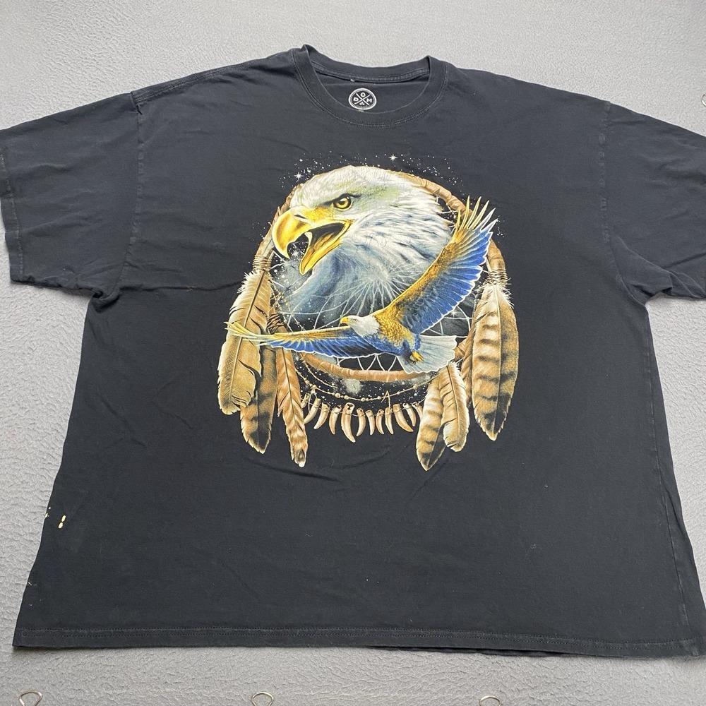 DXM Shirt Mens 3XL Black Bald Eagle Dreamcatcher Graphic Tee Patriotic Cotton